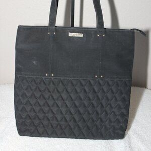 St. John Womens Nylon Quilted Shoulder Bag Black Gold Hardware Classic